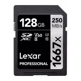 Lexar Pro 128 GB 1667X SDXC UHS-II U3 (V60) - 250MB/s memory card