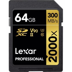 LEXAR Pro 64GB 2000X SDHC/SDXC UHS-II U3 (V90)  - 300mb/s muistikortti