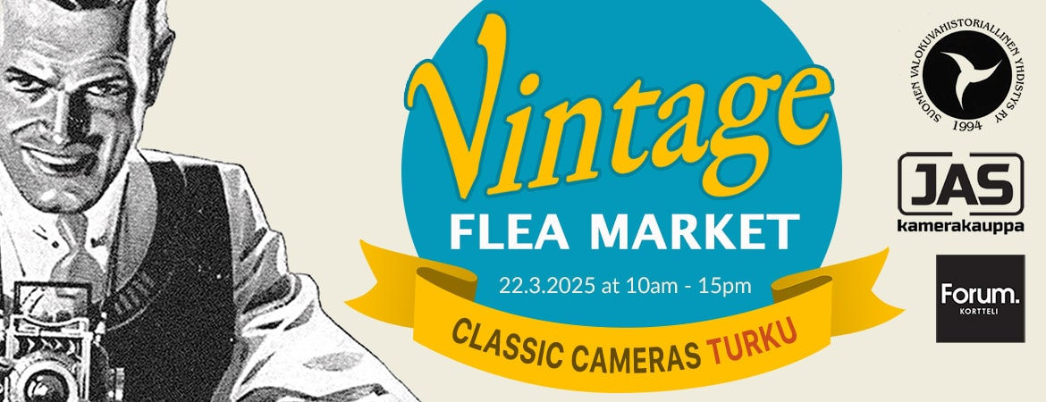 Vintage camera flea market in Turku.