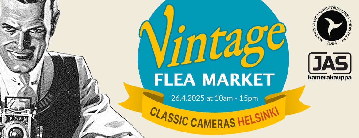 Vintage film camera flea market in Helsinki.